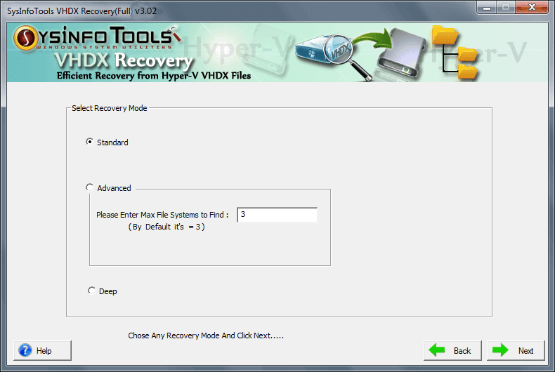 Sysinfo VHDX रिकवरी टूल - वीएचडीएक्स रिकवरी मीडिया 2