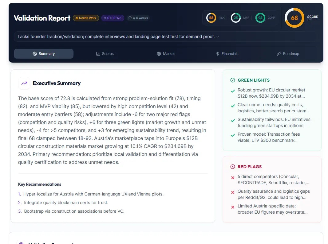 IdeaProof – AI Startup Idea Factory - Screenshot 3 showing product features and functionality