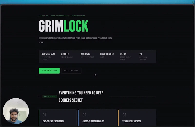 Grimlock: E2EE Cross Platform OpenSource screenshot 1 (video preview)