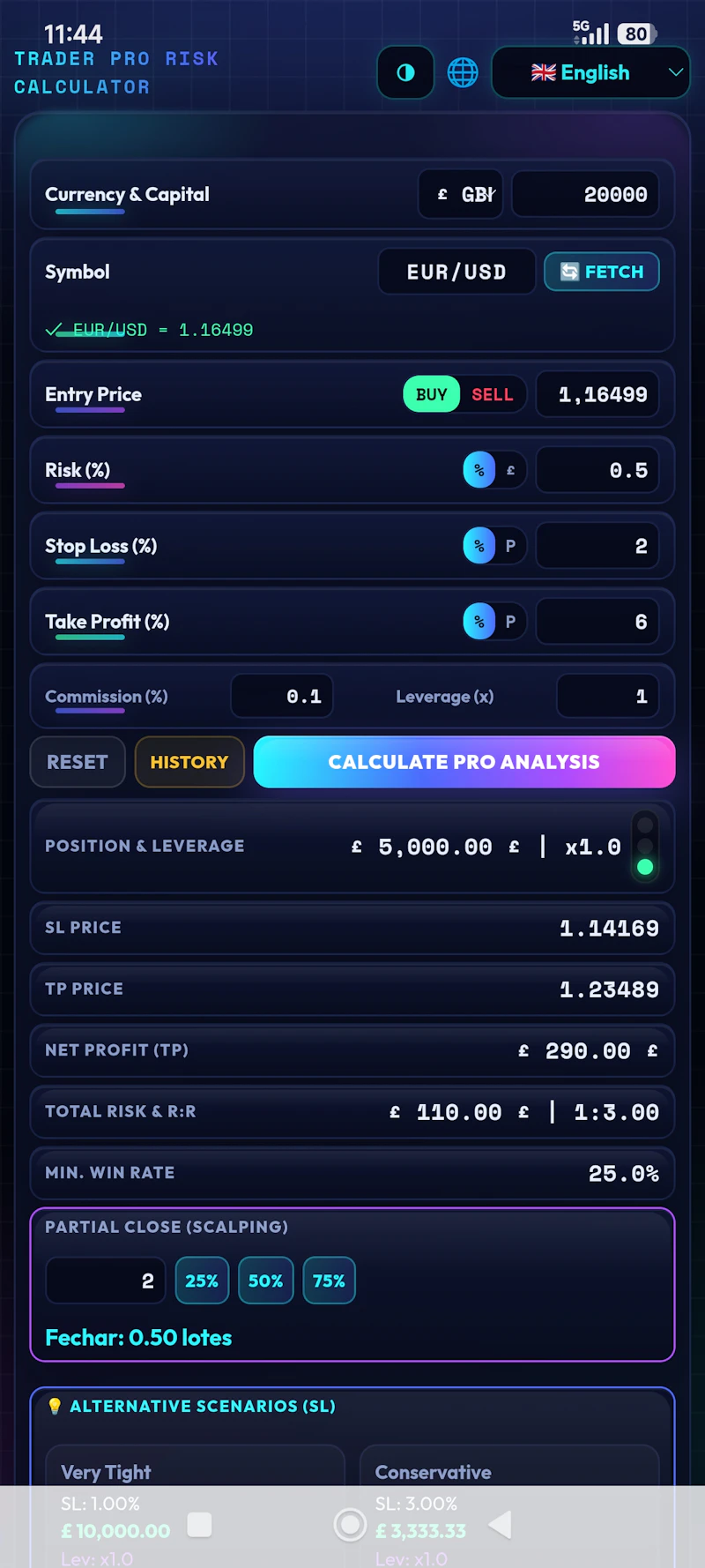 Trader Pro Risk Calculator  screenshot 3