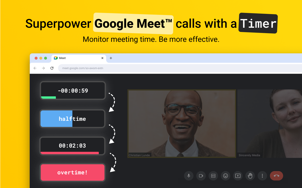 ミーティングタイマー - Google Calendar™イベントに基づいて、Google Meet™にタイマーを追加メディア2