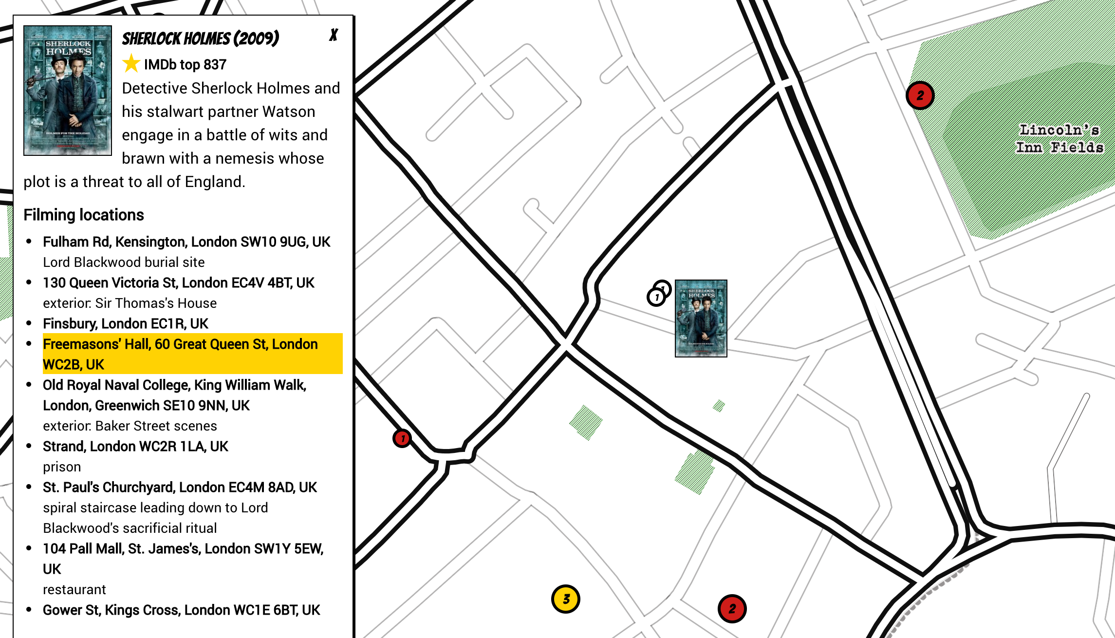 Filming Location Map A simple way to discover what movies were filmed
