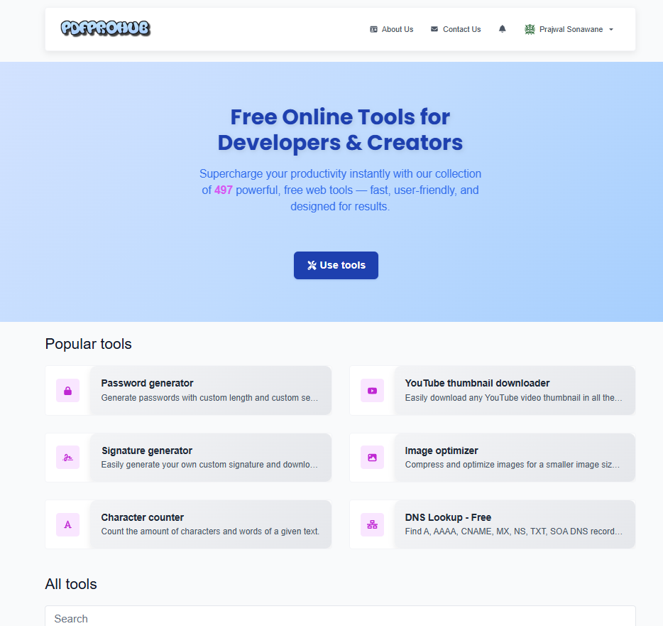 PDFPROHUB - Herramientas en línea gratuitas - Herramientas todo en uno para PDF, SEO, imagen, texto y más media 1