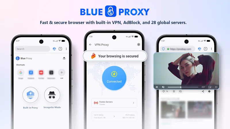Blue Proxy Browser & WebProxy screenshot 1 (video preview)