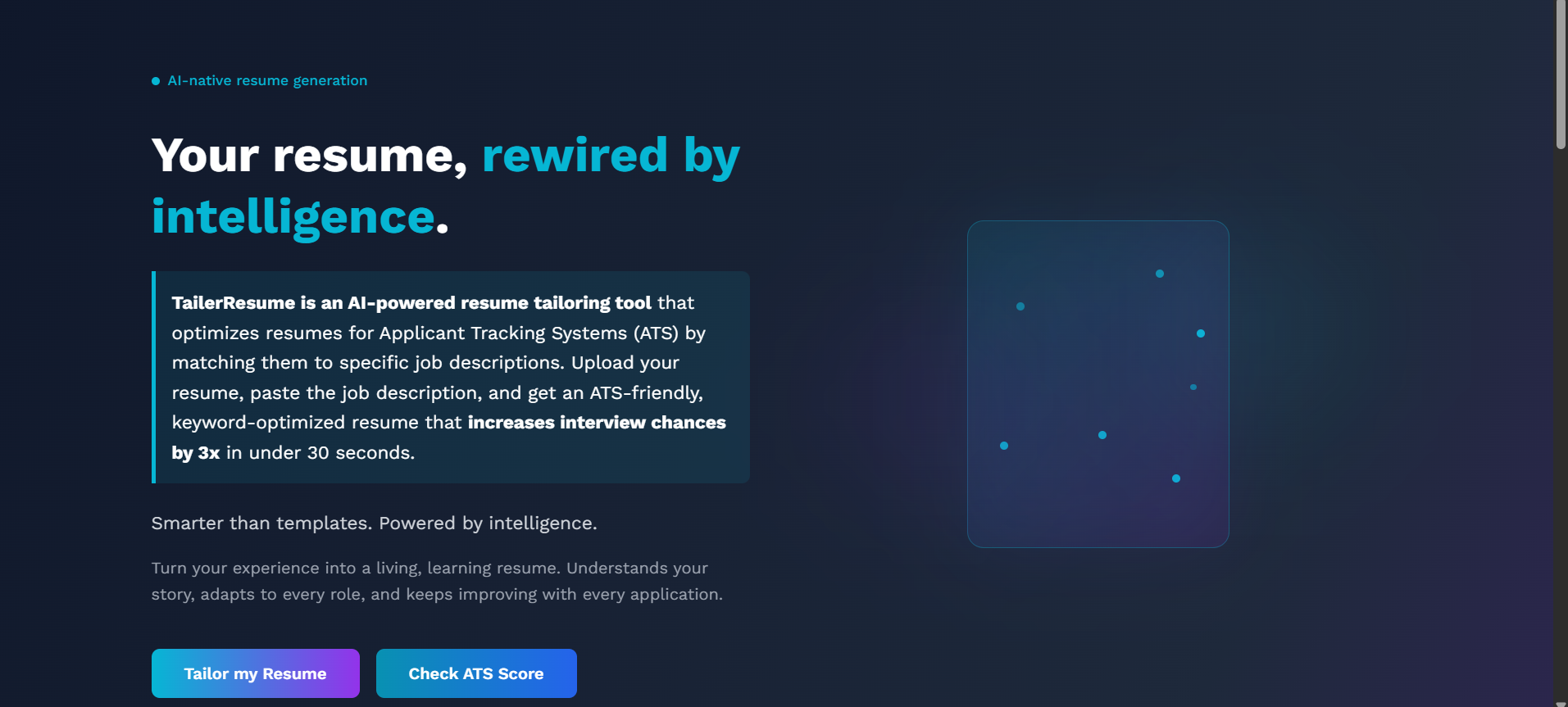 Tailer Resume - Screenshot 2 showing product features and functionality