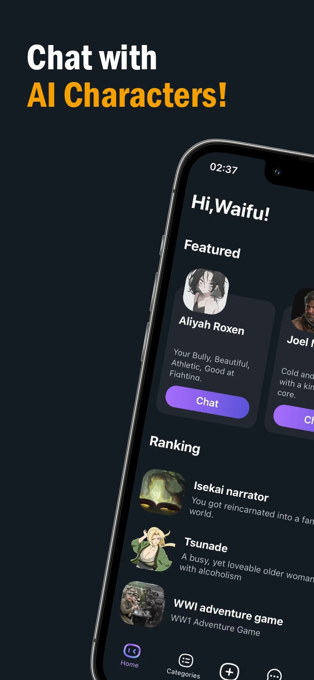 startuptile Hi Waifu-Create your AI Waifu. No censorship Free topic!
