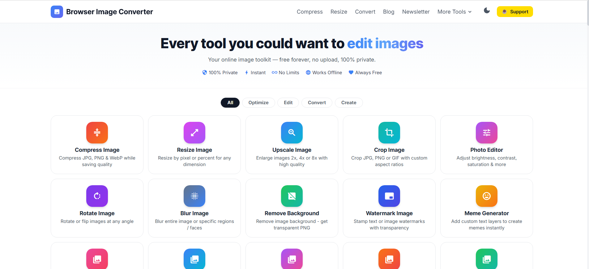 Browser Image Toolkit - Main product screenshot demonstrating key features and user interface