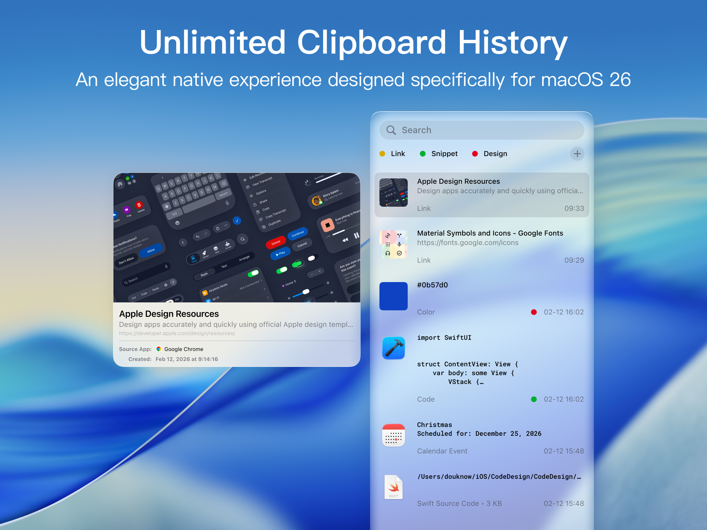 Lucent - Clipboard History - Main product screenshot demonstrating key features and user interface