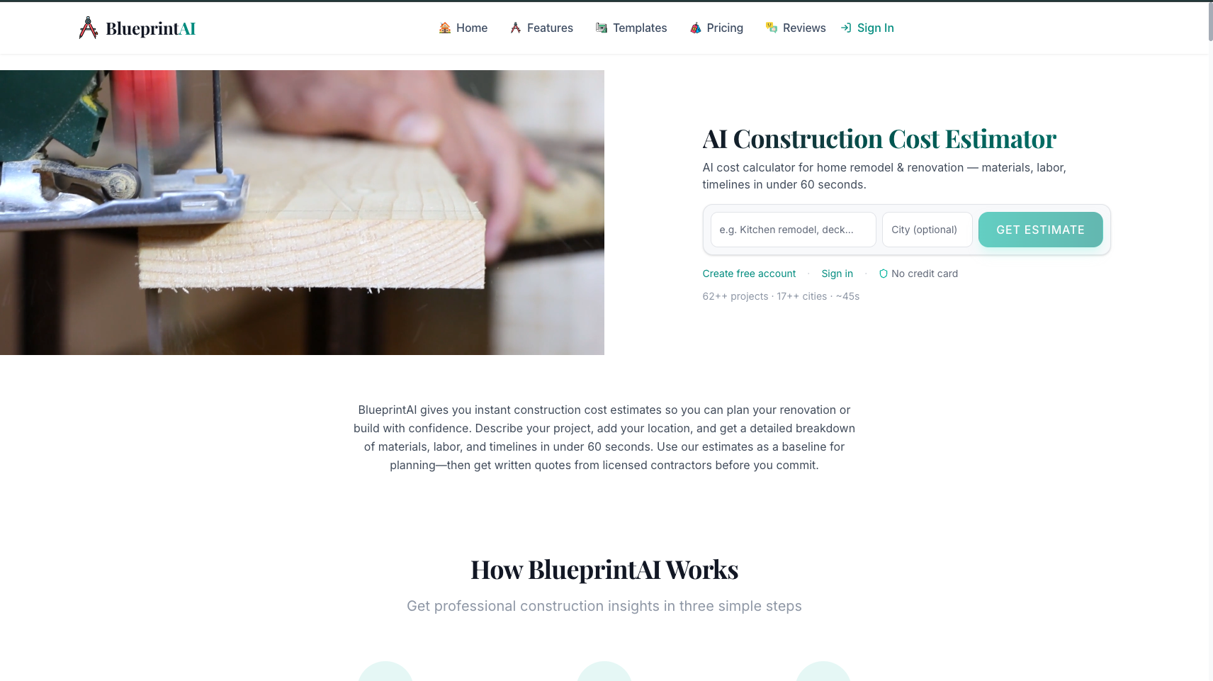 BlueprintAI – AI Cost Estimator - Screenshot 3 showing product features and functionality