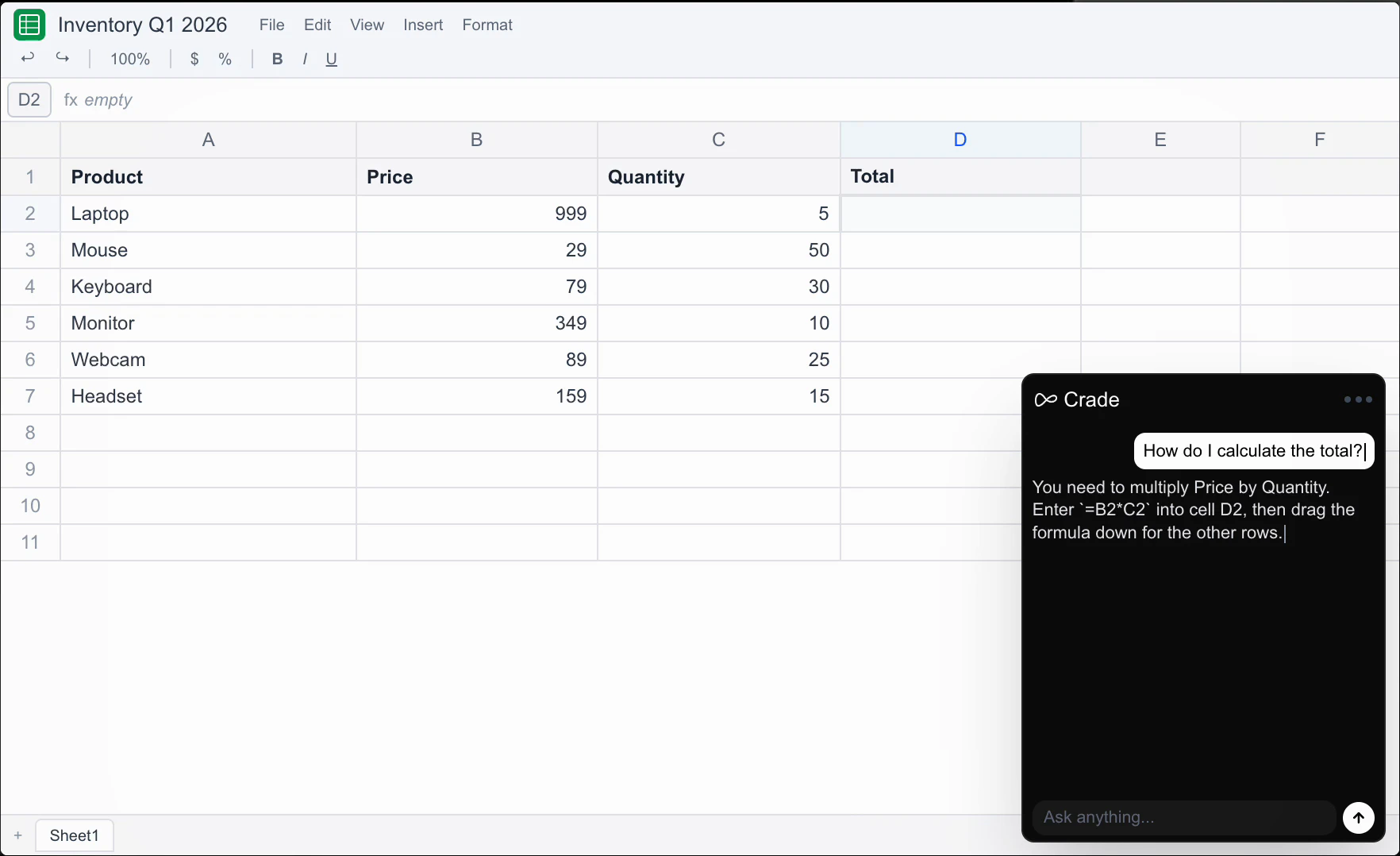 Crade AI screenshot 2