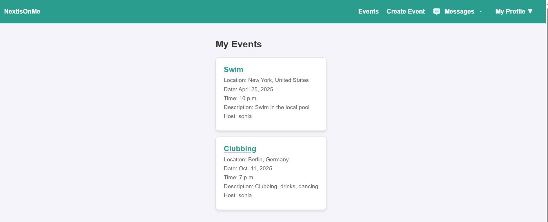 NextIsOnMe - A new event-based social app for casual meetups medya 5