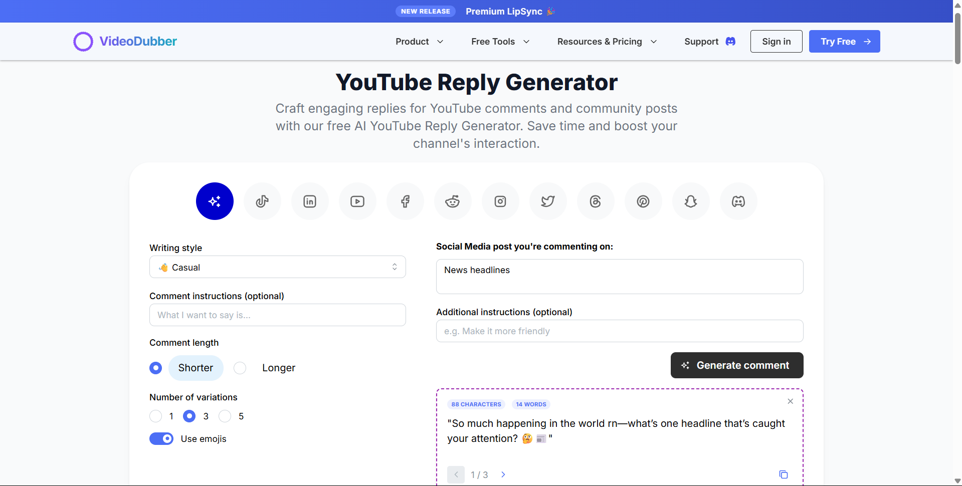 Generador de respuesta de YouTube media 3