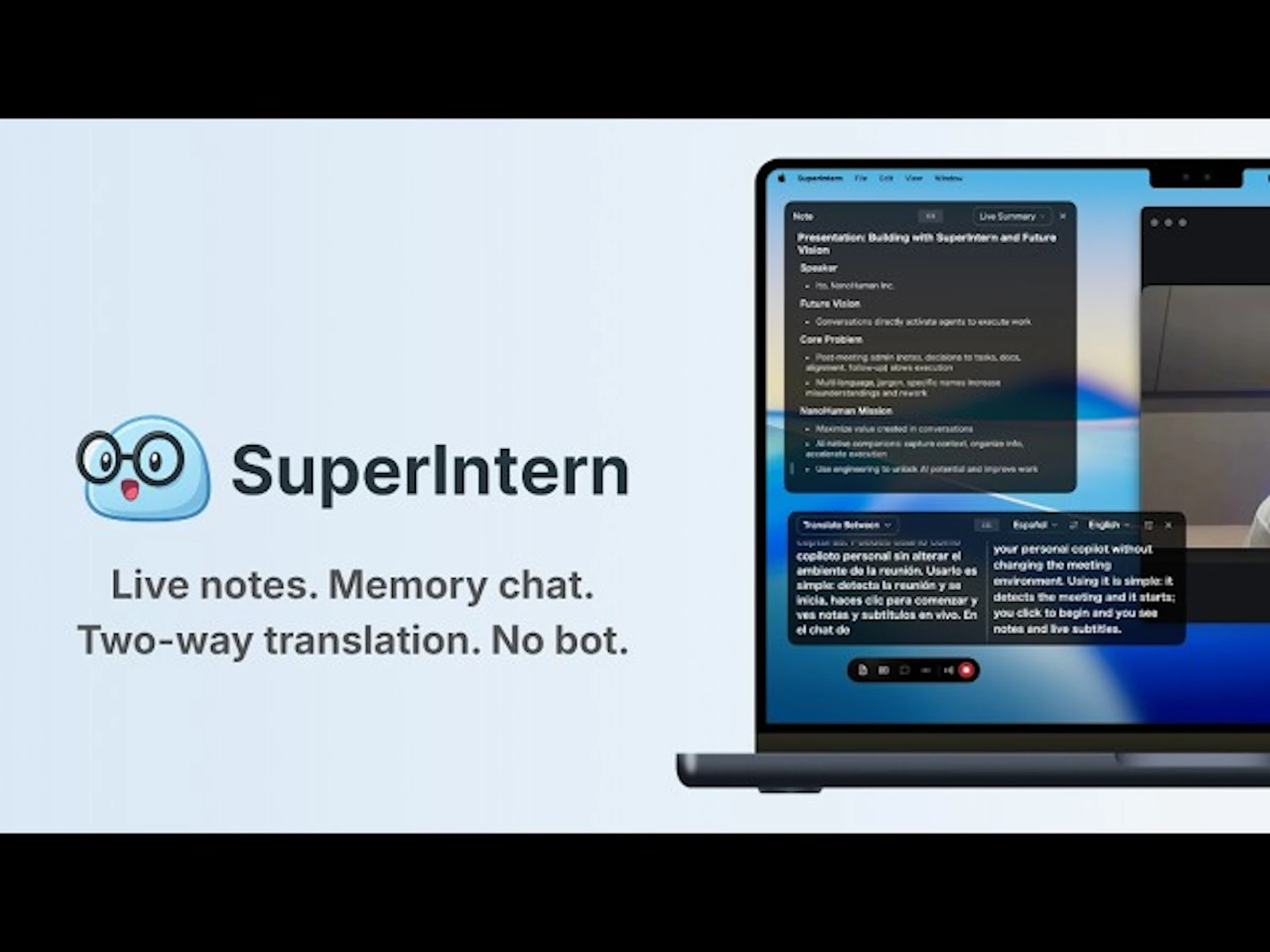SuperIntern: Botless Live Meeting Agent screenshot 1 (video preview)