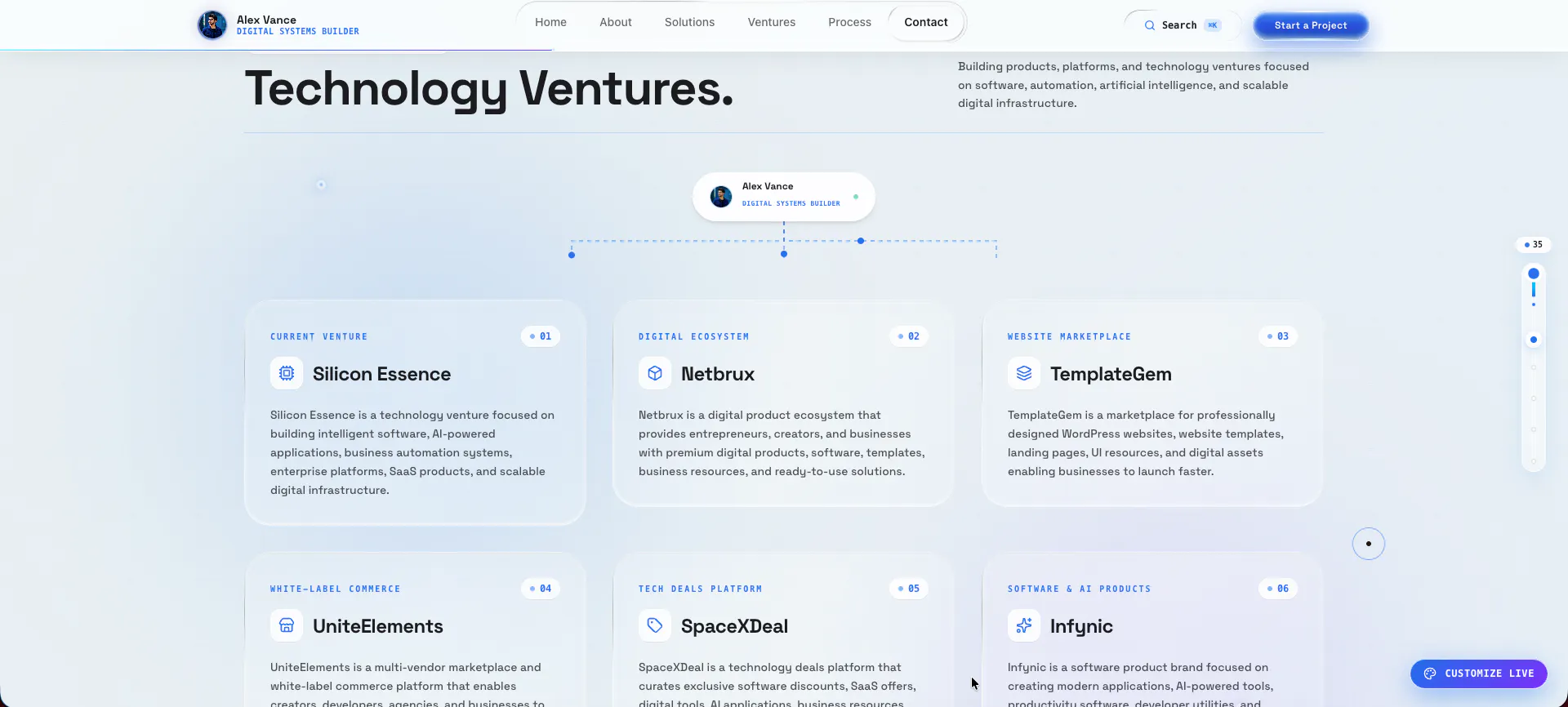 Liquid Glass Portfolio for Tech Founders gallery image