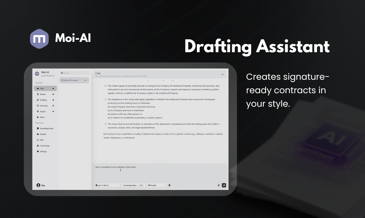 Moi AI - assistant for enterprise legal  gallery image