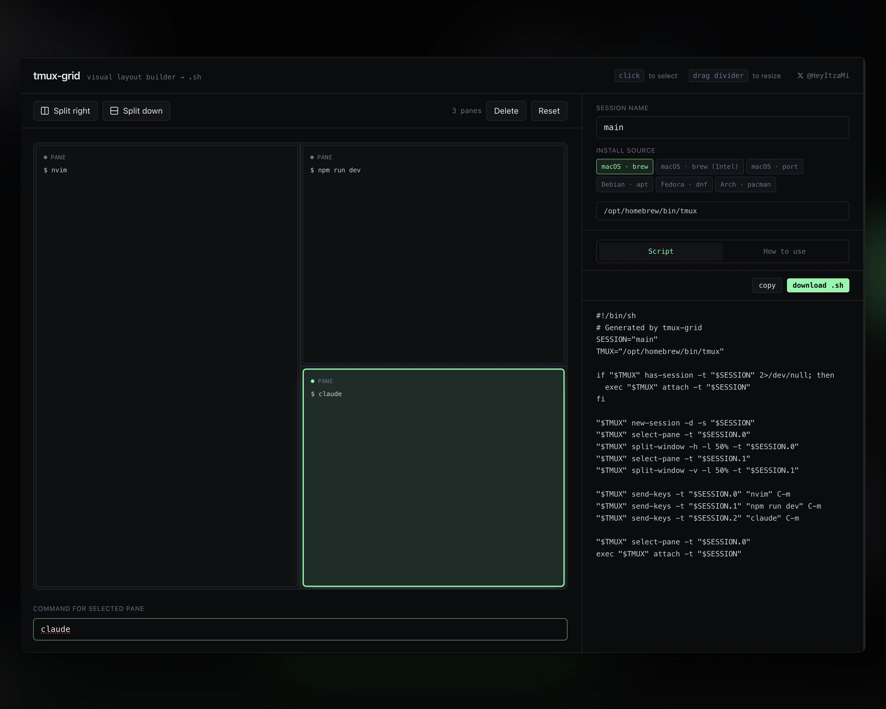 tmux-grid screenshot 2