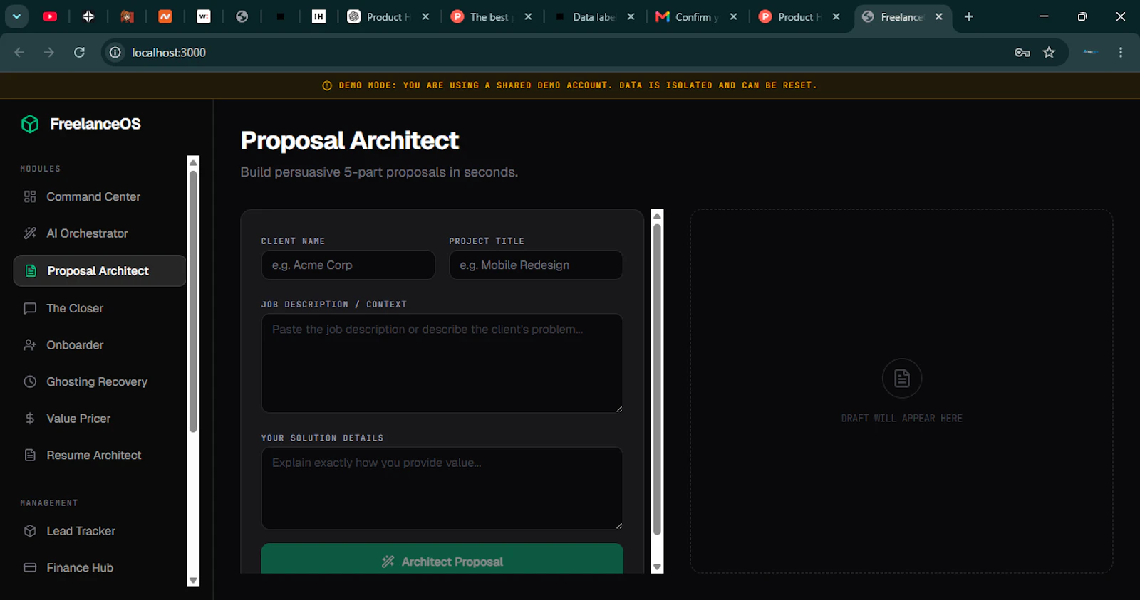 FreelanceOS screenshot 1