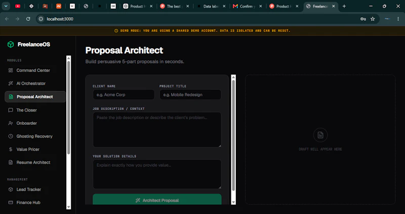 FreelanceOS screenshot 1