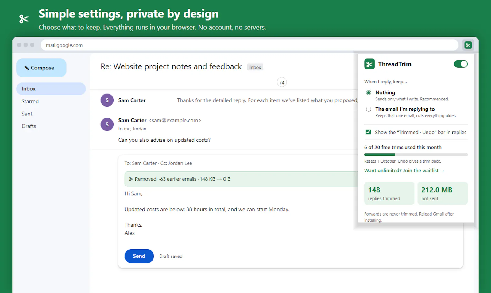 ThreadTrim for Gmail screenshot 3