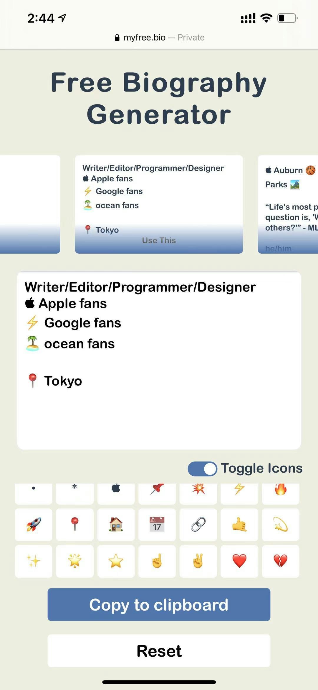free biography generator gallery image