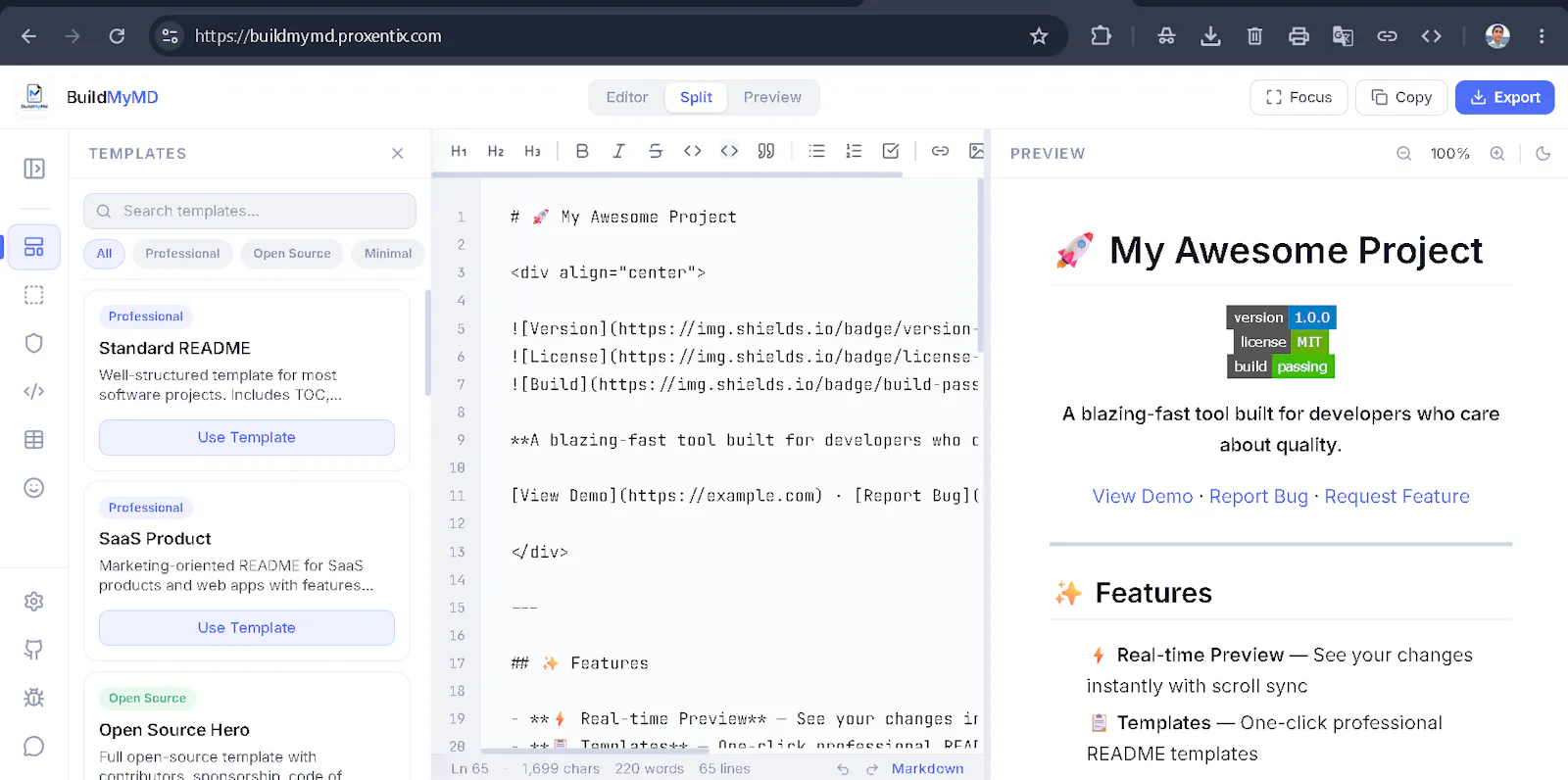BuildMyMD — Modern Markdown Editor screenshot 1