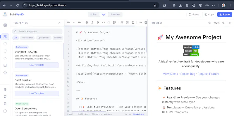 BuildMyMD — Modern Markdown Editor screenshot 1