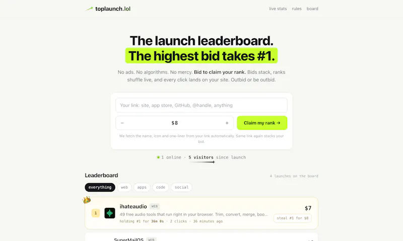 Toplaunch.lol screenshot 1