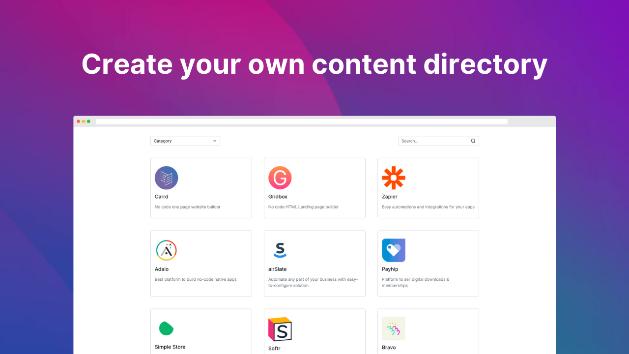 Create own directory website - HTML Template for Content Curation media 2