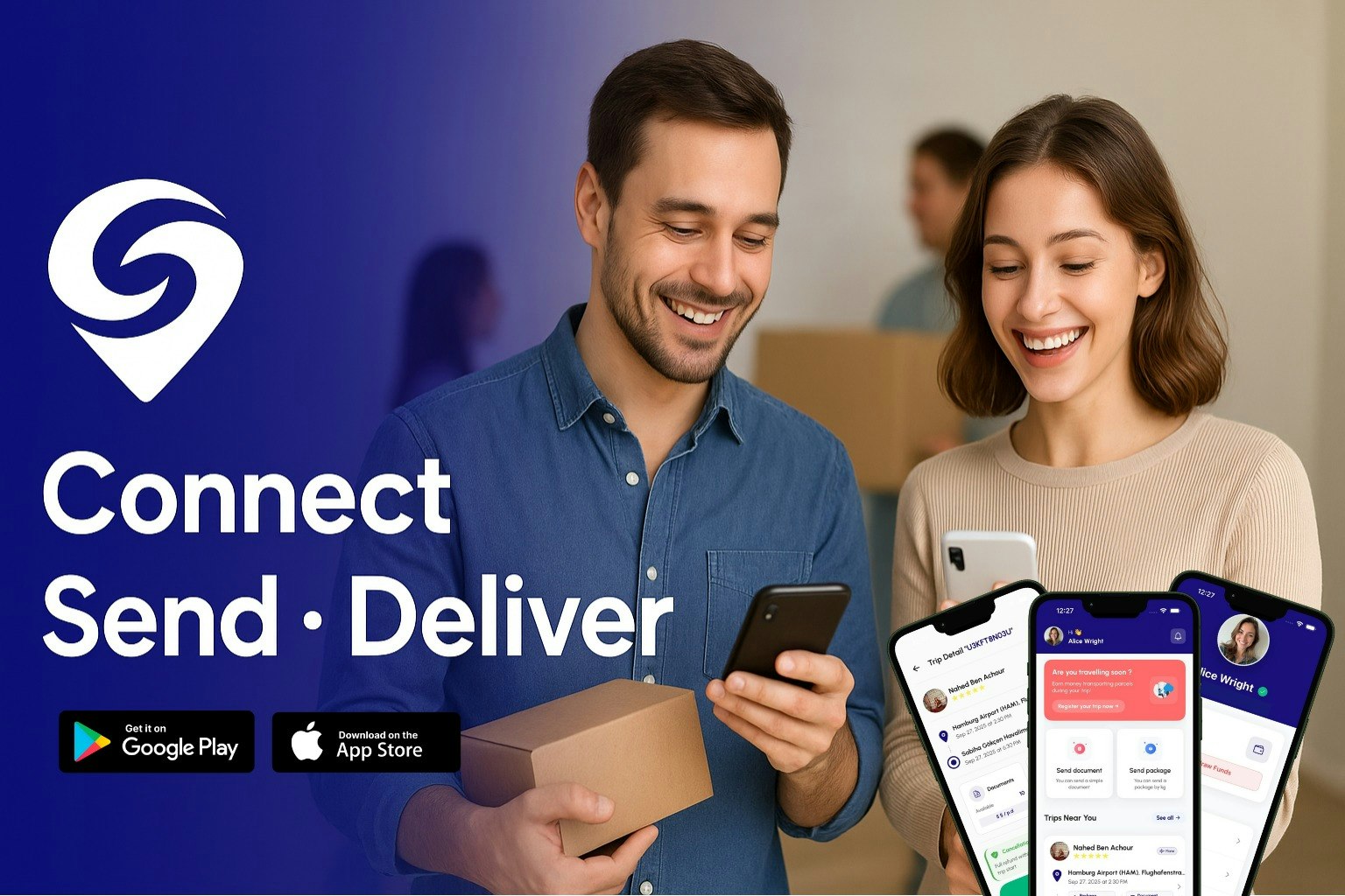 SendPal — Send packages with travelers - Main product screenshot demonstrating key features and user interface