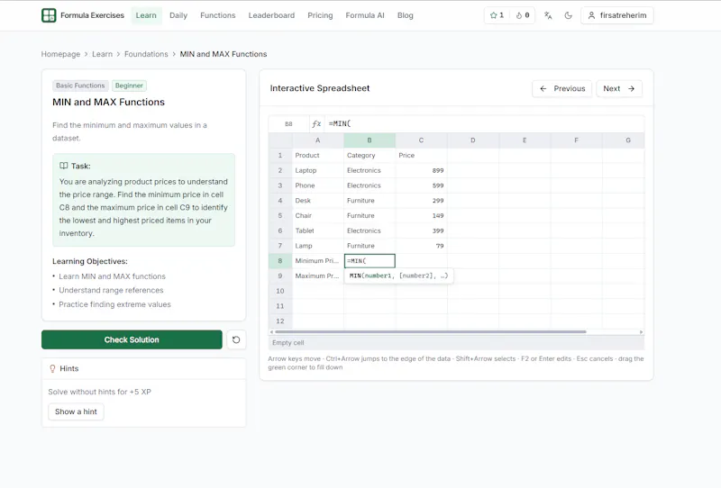 Excel Formula Exercises screenshot 6