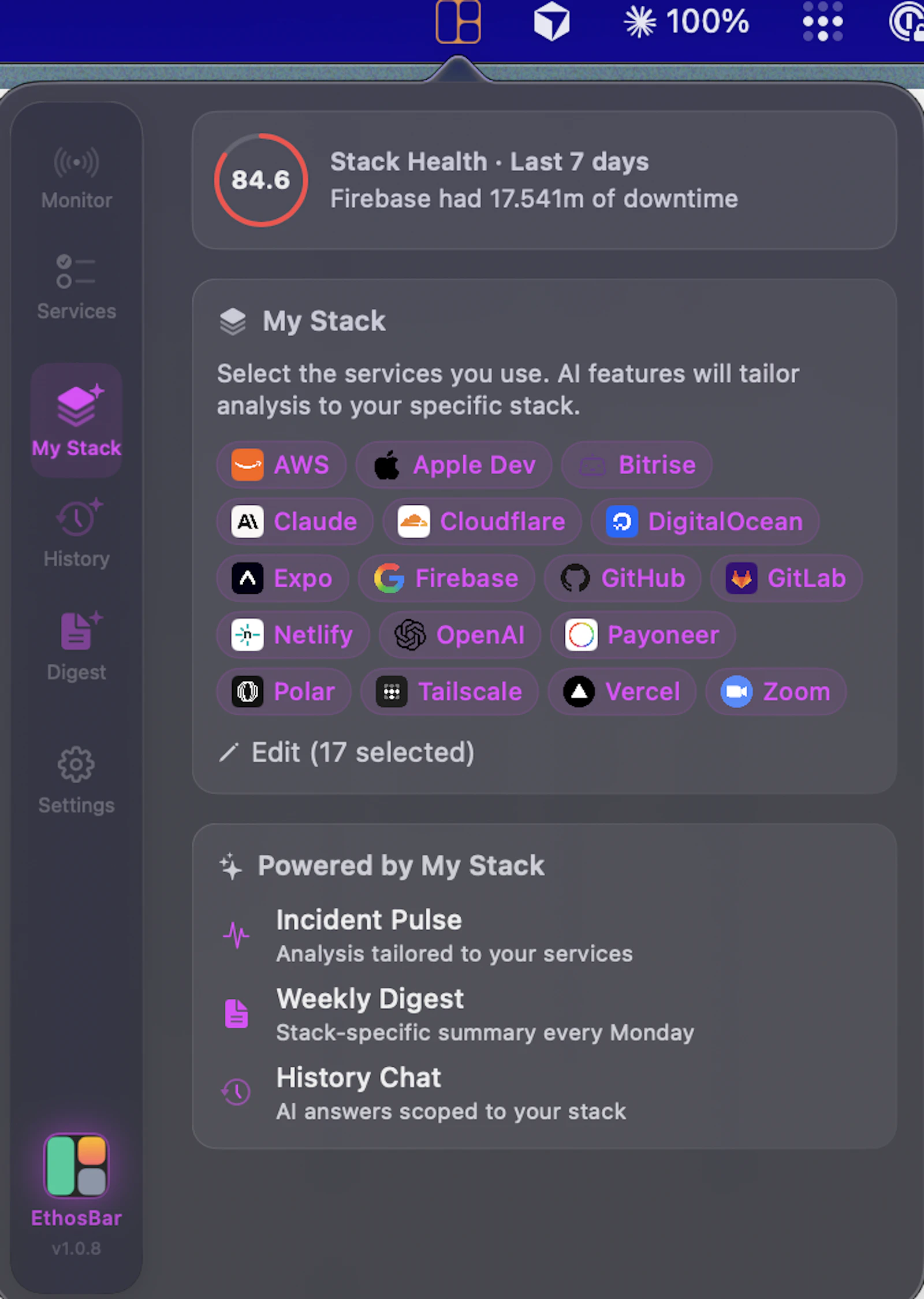EthosBar screenshot 4