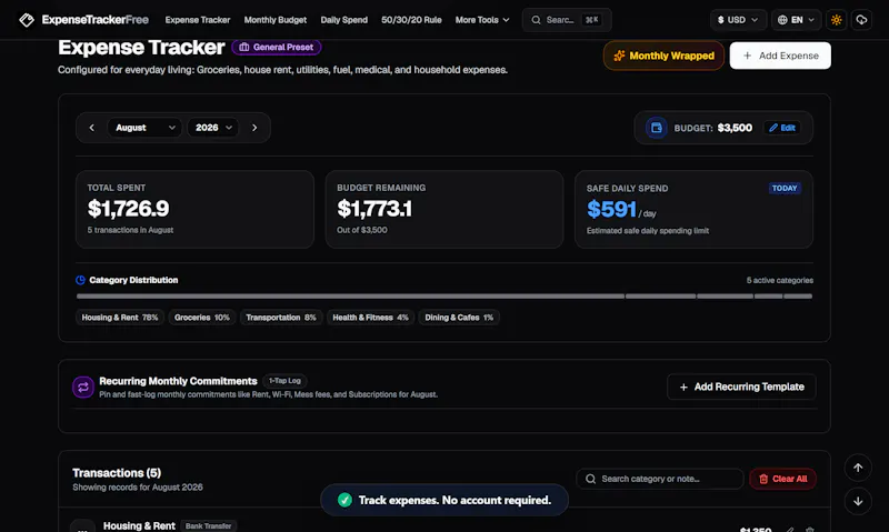 ExpenseTrackerFree screenshot 2