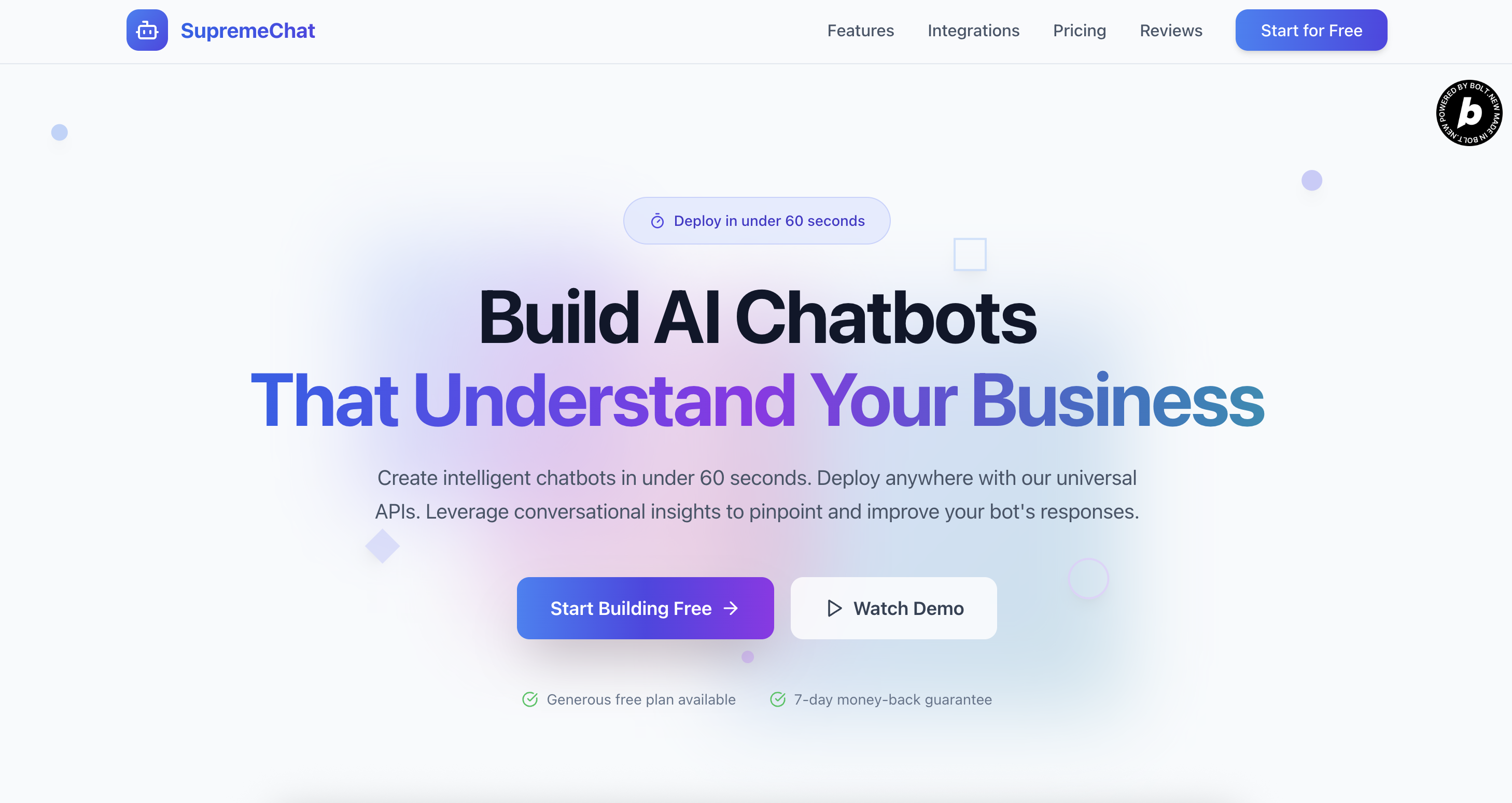 Media Supremechat - Lancarkan chatbots AI dalam 60 saat, tiada kod 2