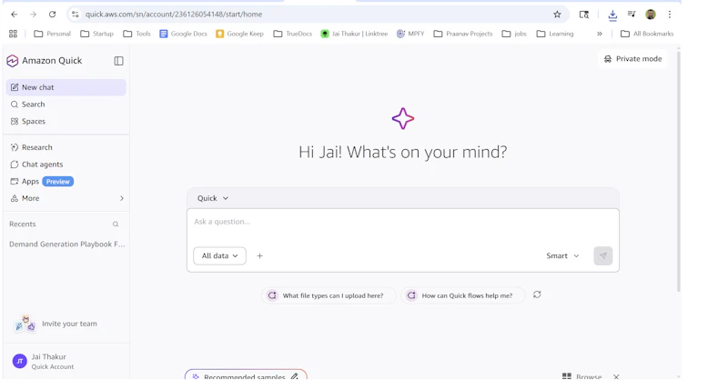 Amazon Quick Agent screenshot 1