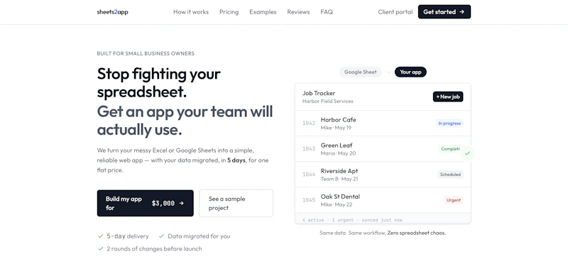 Sheets2App screenshot 1