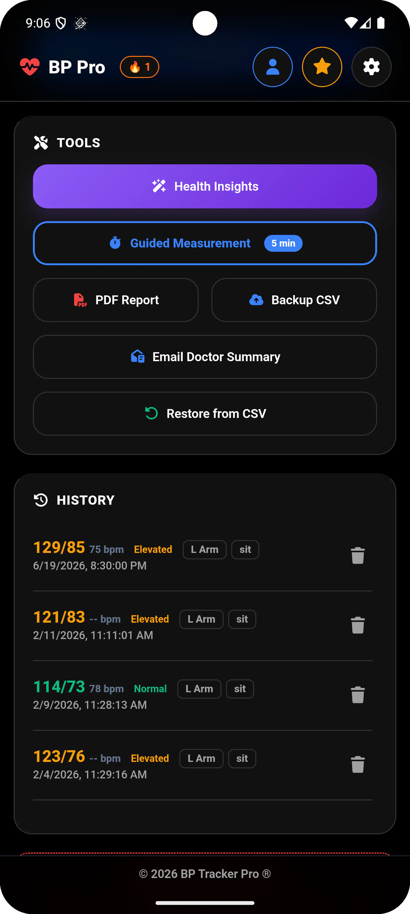 BP Tracker: Blood Pressure Log screenshot 1