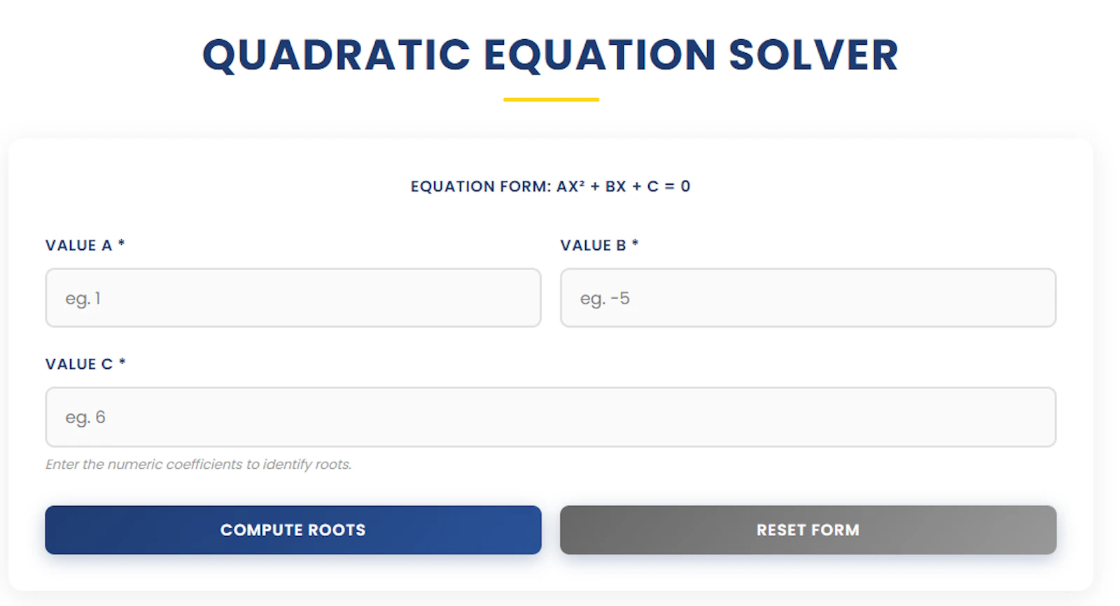 Quadratic Equation Solver | Ease Tools screenshot 1