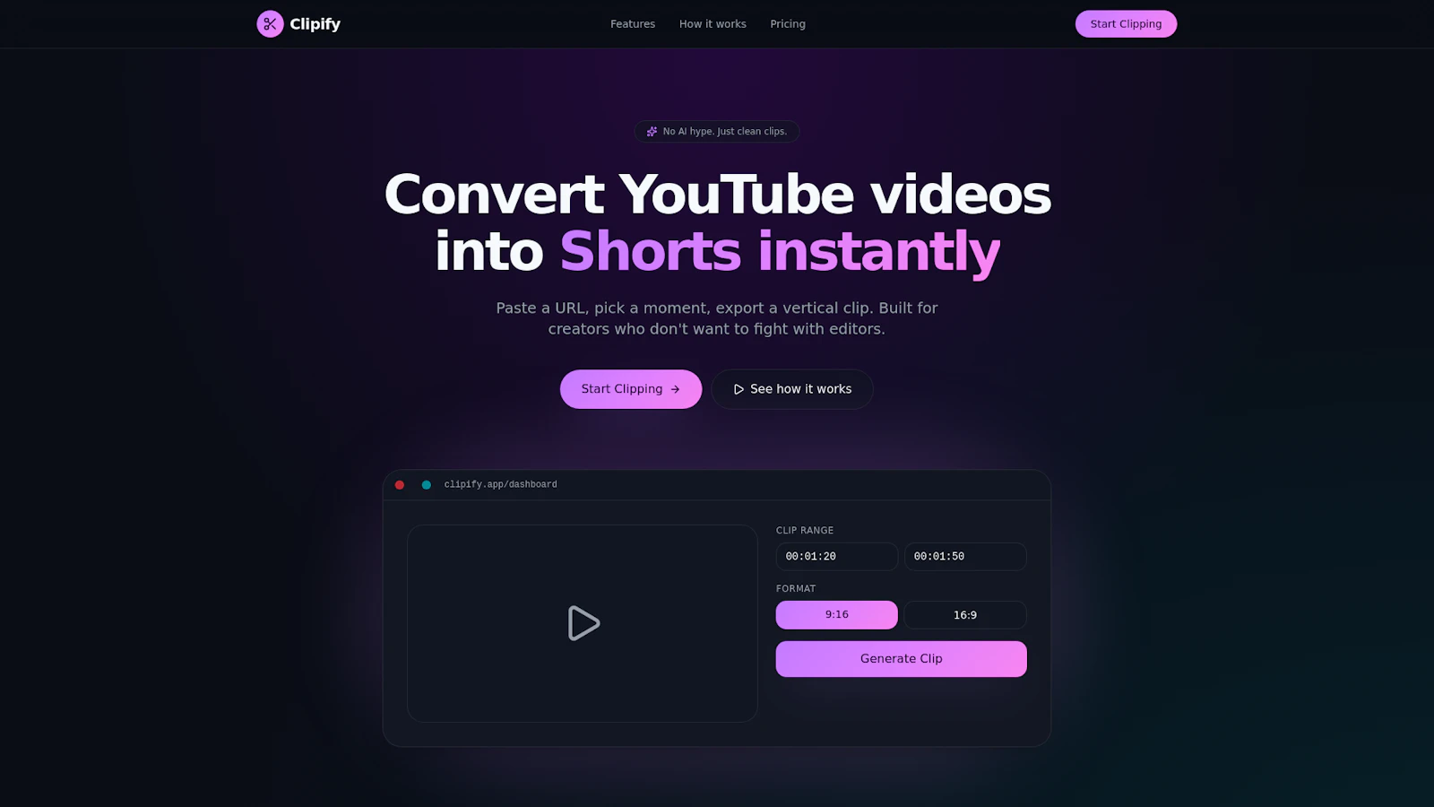 Clipify — Turn any video into a Short  screenshot 1