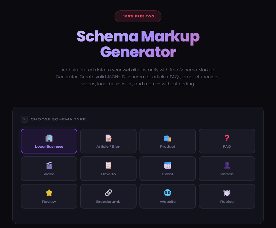 Free Schema Markup Generator