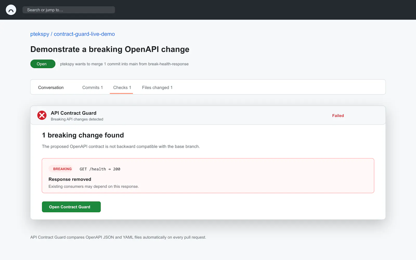 API Contract Guard screenshot 2
