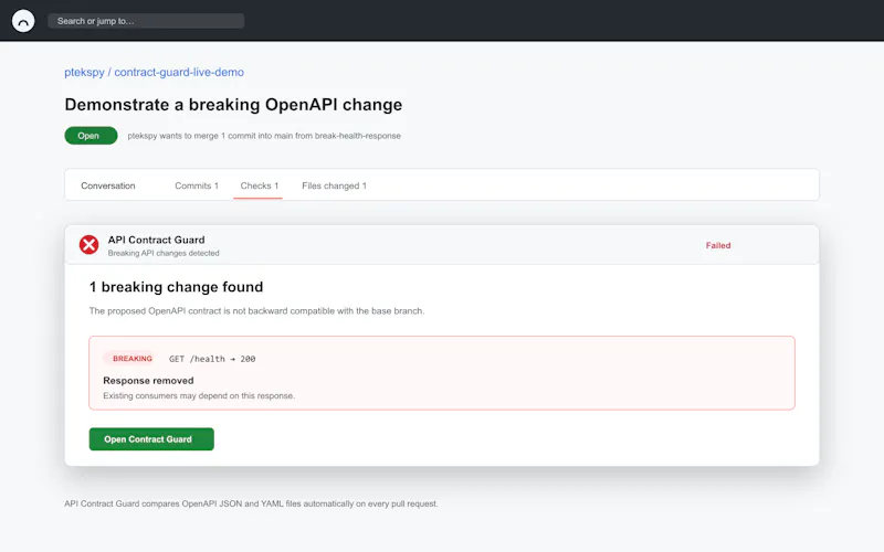 API Contract Guard screenshot 2