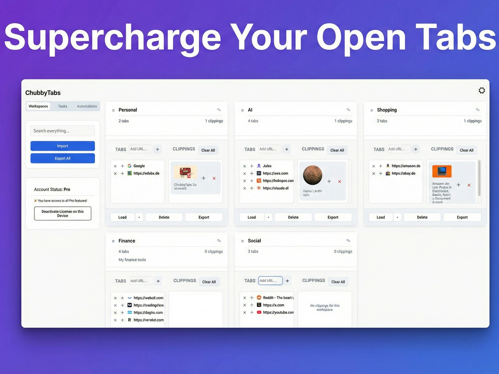 ChubbyTabs - Main product screenshot demonstrating key features and user interface