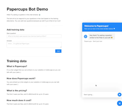 Papercups FAQ Bot gallery image