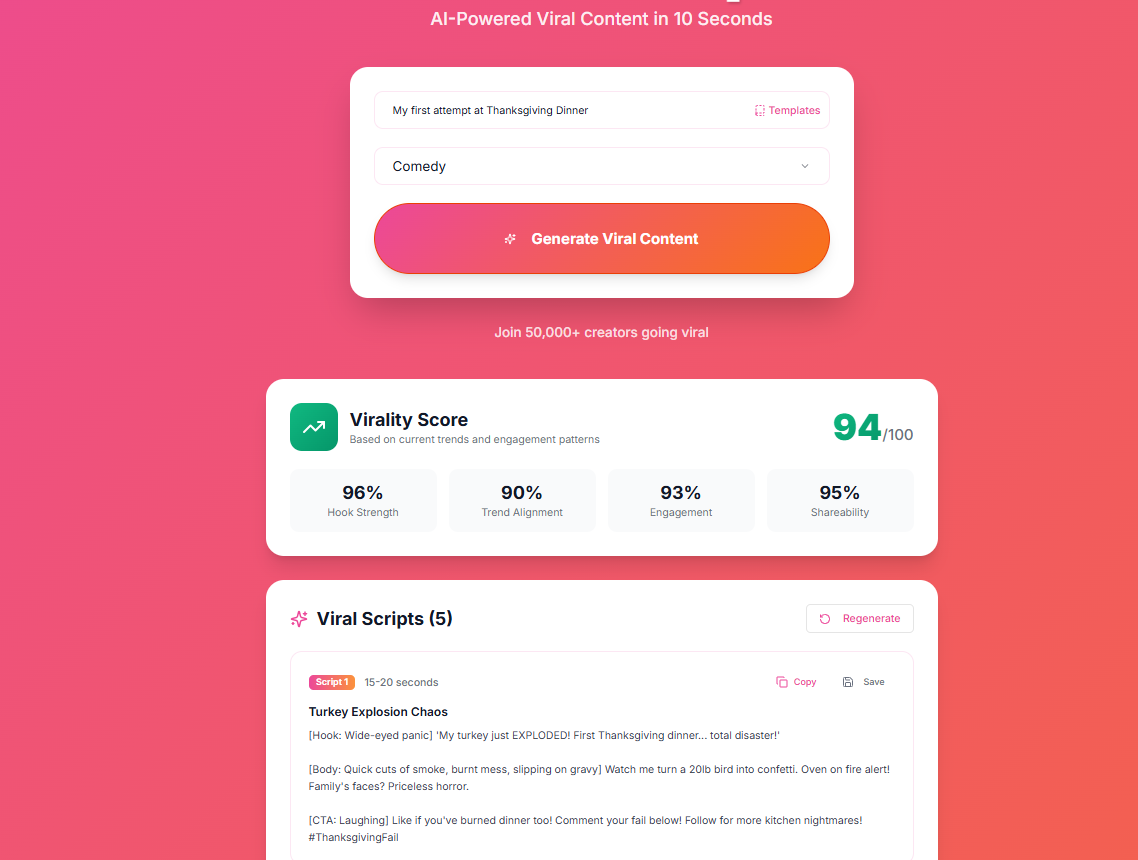 VideoViralAI - Screenshot 2 showing product features and functionality