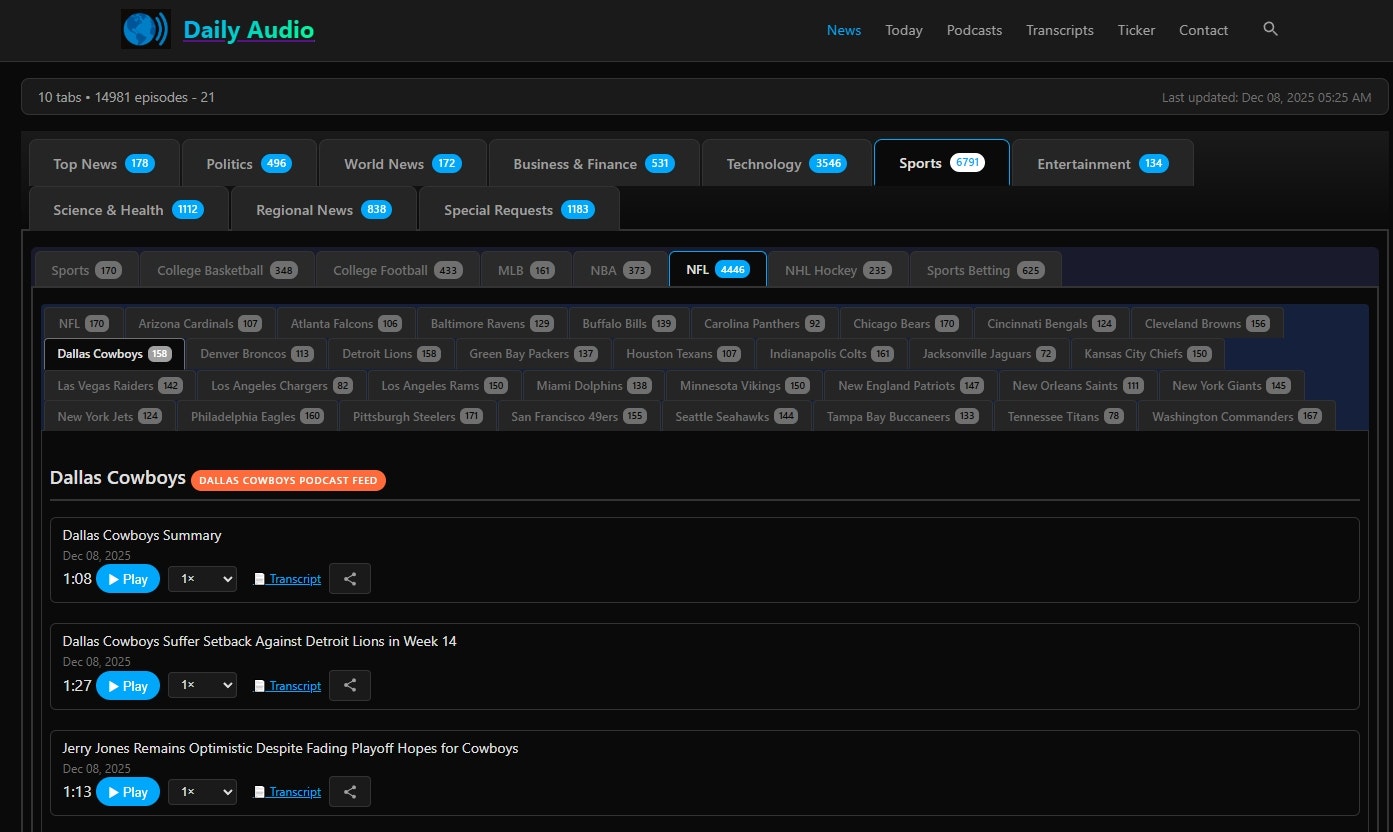 Daily Audio News - Screenshot 2 showing product features and functionality