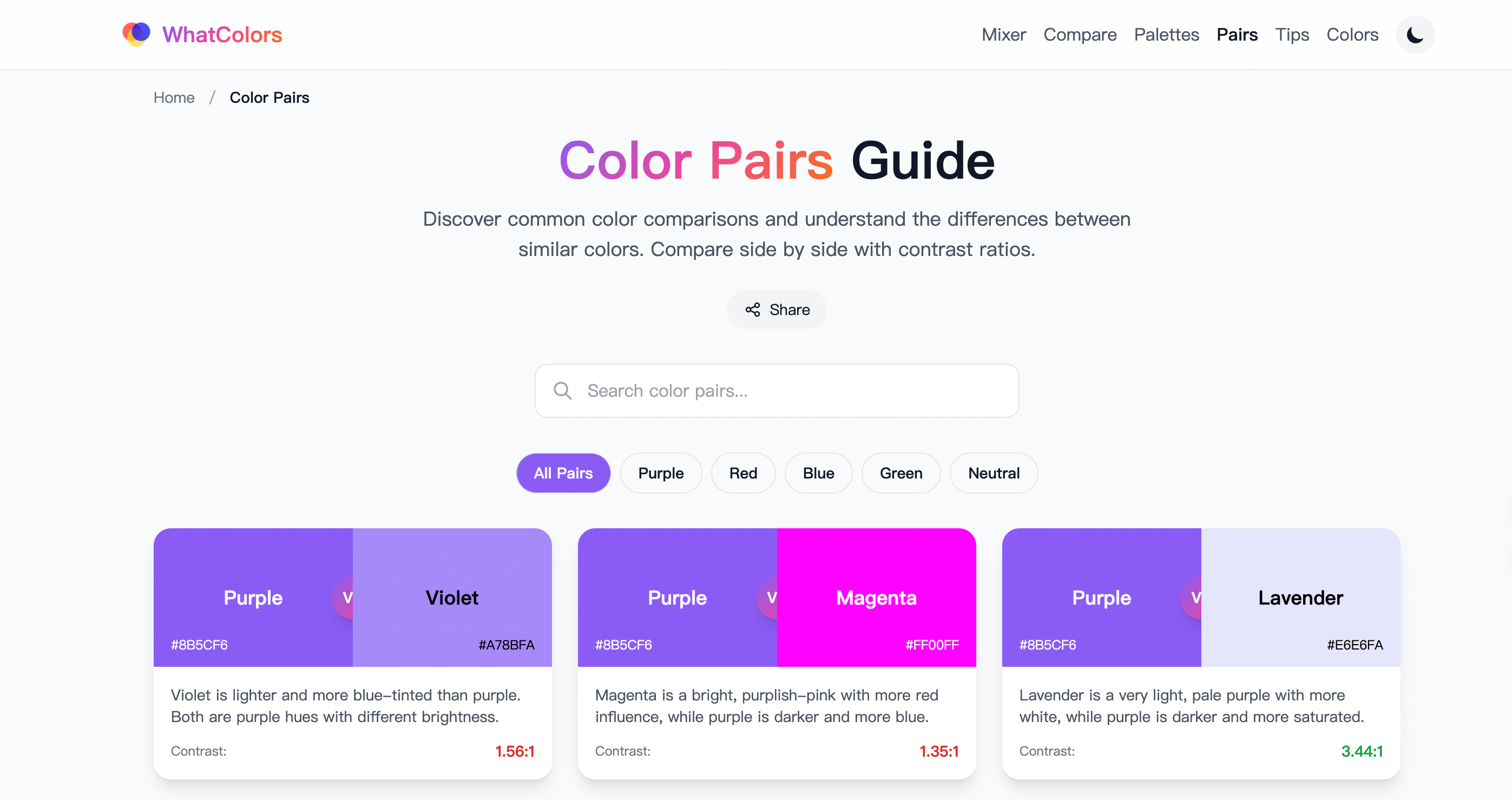 WhatColors.xyz - Screenshot 3 showing product features and functionality