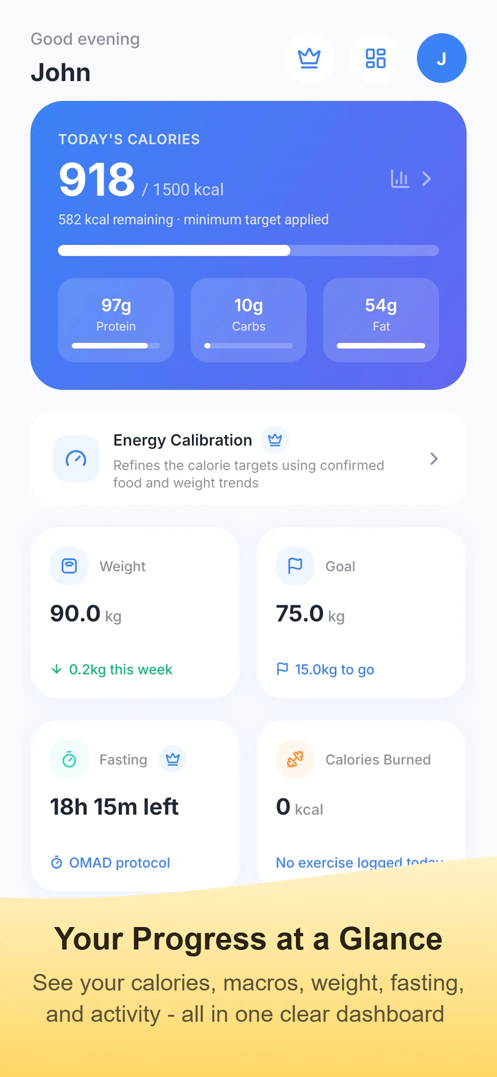 Metriva: Calorie & Weight Log screenshot 1