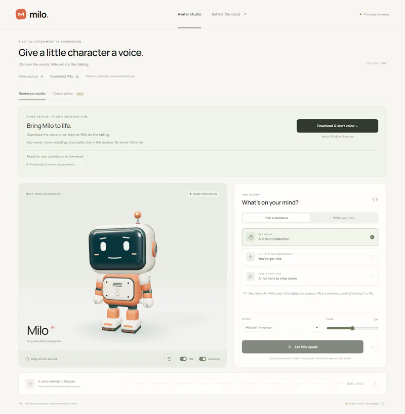 Milo screenshot 1