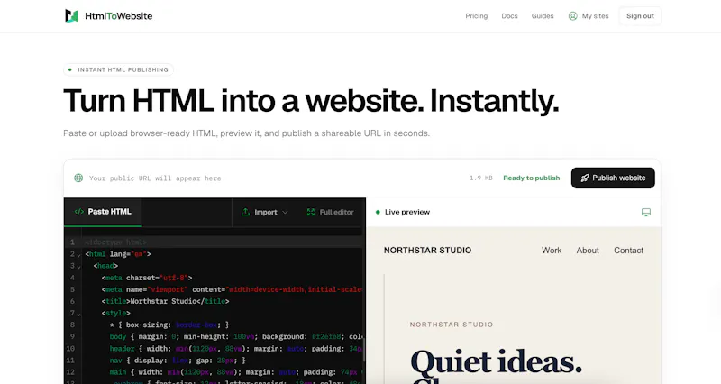 HtmlToWebsite screenshot 1