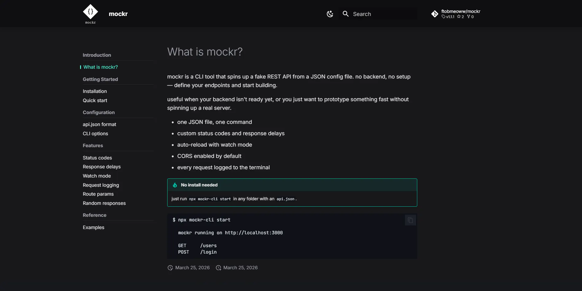 mockr-cli product banner